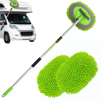 62" Microfiber Car Wash Brush Mop Kit, Mitt Sponge With Long Aluminum Alloy Handle Car Cleaning Supplies Kit Duster Car Washing Tools Accessories