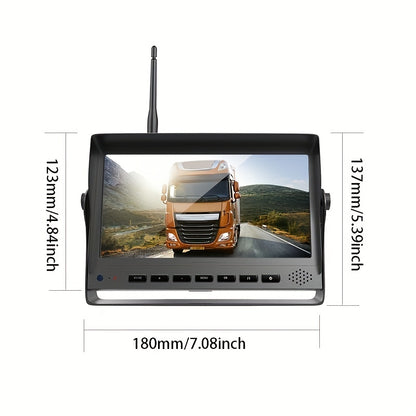 4CH Wireless Backup Camera System: 2.4G Digital Reversing Aid with 256GB Quad Screen for RV/SUV/Van/Truck/Trailer - Rear/Side/Front View Switchable