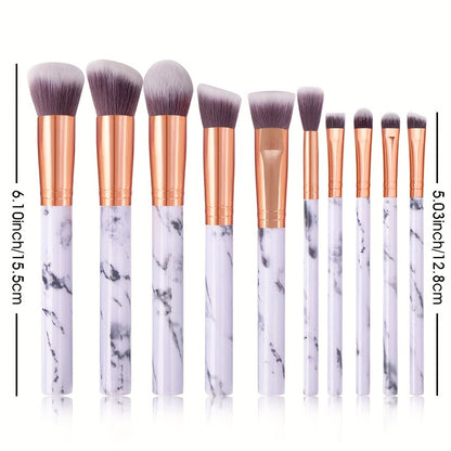 10 Pcs Marble Makeup Brushes