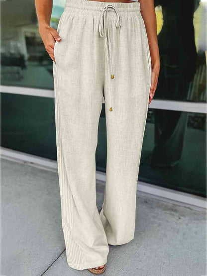 Drawstring Wide Leg Pants