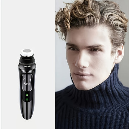 3-in-1 Men's Electric Shaver: Nose Hair Remover, Face Washing Brush & USB Rechargeable 3 Cutters