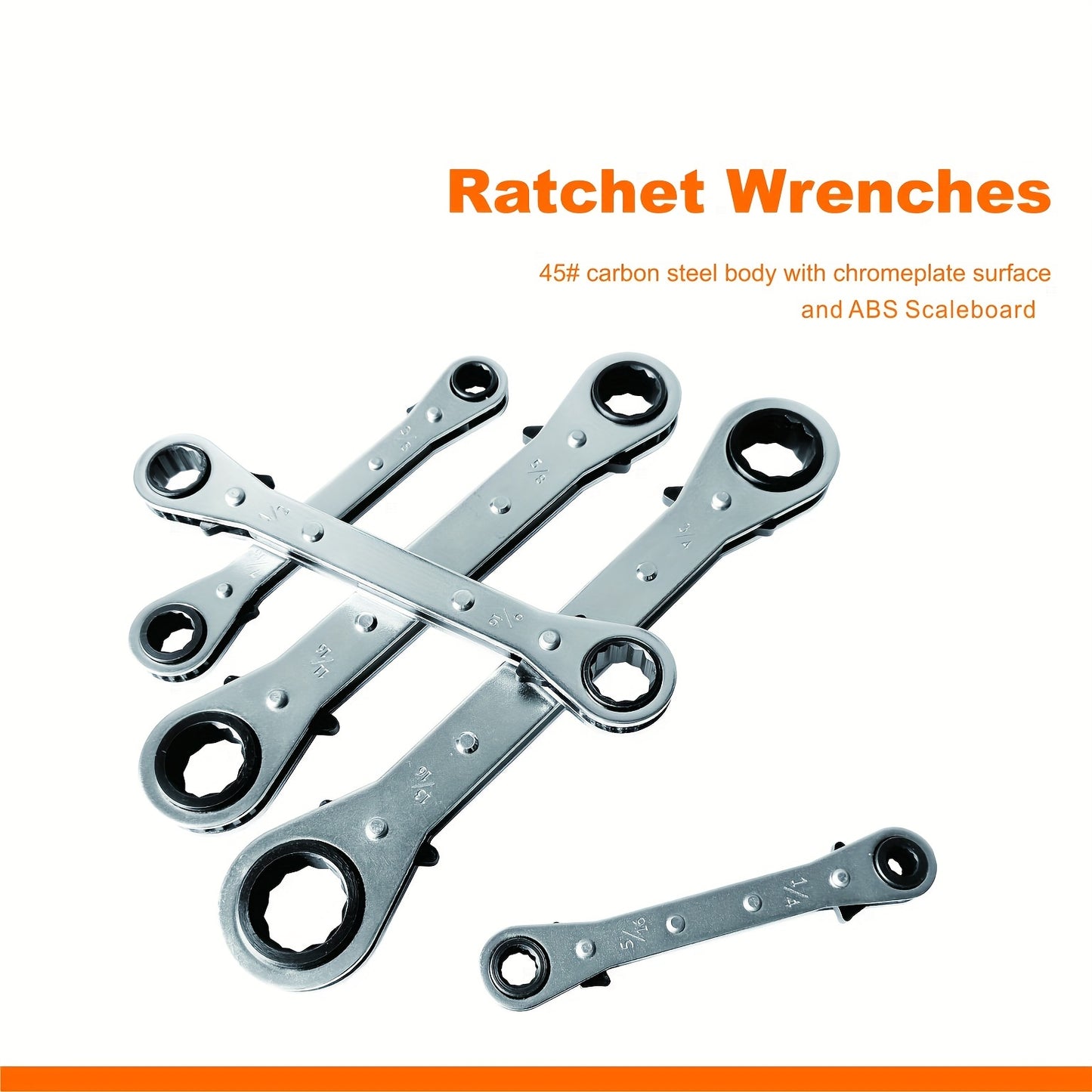 5-Piece Ratchet Wrench Set - Quick & Easy Auto Repair Tool for Double-Ended Ratchet Inch Size