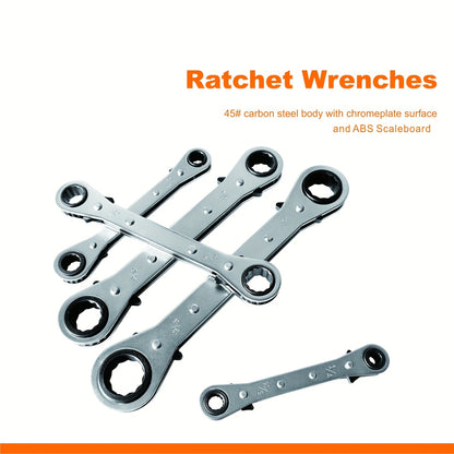 5-Piece Ratchet Wrench Set - Quick & Easy Auto Repair Tool for Double-Ended Ratchet Inch Size