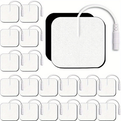 20pcs TENS Unit Replacement Pads: Latex-Free, Compatible With TENS Machines & 2mm Pin Connector Lead Wires (AUVON TENS, TENS 7000, Etekcity, Nicwell Care Tens)