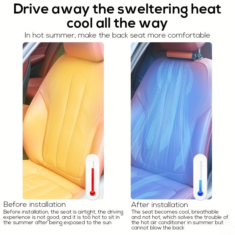 Stay Cool on the Road: USB Car Seat Cooling Fan with Elastic Belt - Fits All Cars, Vans, Trucks, and Jeeps!