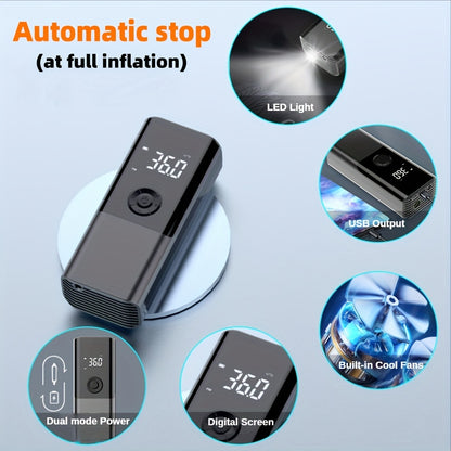 6000mAh Cordless Car Tire Inflator Pump - Portable Air Compressor With LED Light & 150PSI Power For Cars, Bikes & More!