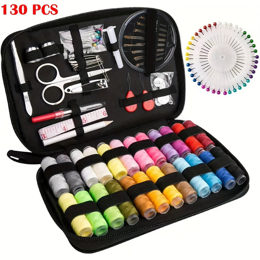 68/98/130pcs Sewing Kit: Portable Sewing Supplies for Home, Traveler, Beginner & Emergency - Includes Thread, Scissors, Needles & More!