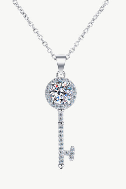 Collier pendentif clé Moissanite