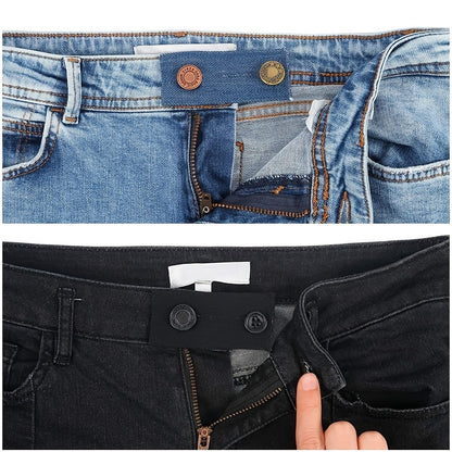 4pcs Expand Button For Pants, Waist Extender For Jeans, Trouser Hook With Long Buckle, Elastic Adjustment Waist Button, Belt Extension Buckle, Quilting Supplies