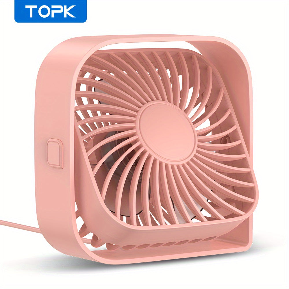 Ventilateur de bureau USB portable TOPK – 4 pouces, 3 vitesses, rotation à 360°, super silencieux pour la maison, le bureau, la chambre et plus encore ! 