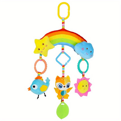 0-3 Years Old Soothing Plush Toy Bed Hanging Stroller - Cute Cartoon Creative Stroller Hanging Bed Hanging Soothing Baby Rainbow Rattle Bed Bell