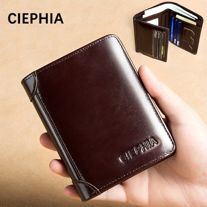 Vintage Leather Wallet for Men - RFID Anti-theft Brush Trifold Credit Card Wallet - Perfect Valentine's Day Gift!