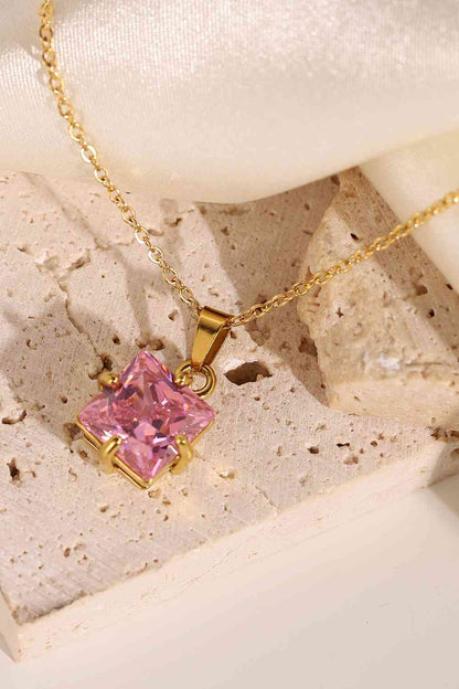 Rhinestone Pendant Gold-Plated Necklace