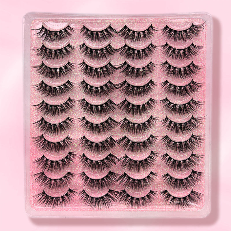 20 Pairs False Eyelashes 3D Faux Mink Lashes Natural Look Wispy Fake Eyelashes Fluffy Volume Long Thick Lashes