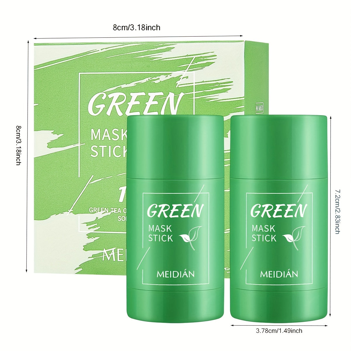 2pcs, 4pcs, Deep Cleansing Green Tea Mask Stick, Green Mask Stick Blackhead Removing, Facial Hydrating, Deep Pore Cleansing, Blackhead Removing Green Tea Mask For All Skin Types