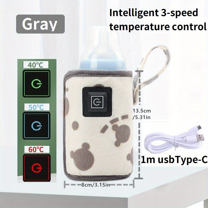 USB Cartoon Milk Warmers With Three Degrees Of Temperature Adjustment And Display, Portable Milk Bottle Insulation Sleeve At Home And Outdoors, Heated Constant Temperature Milk Bottle Sleeve