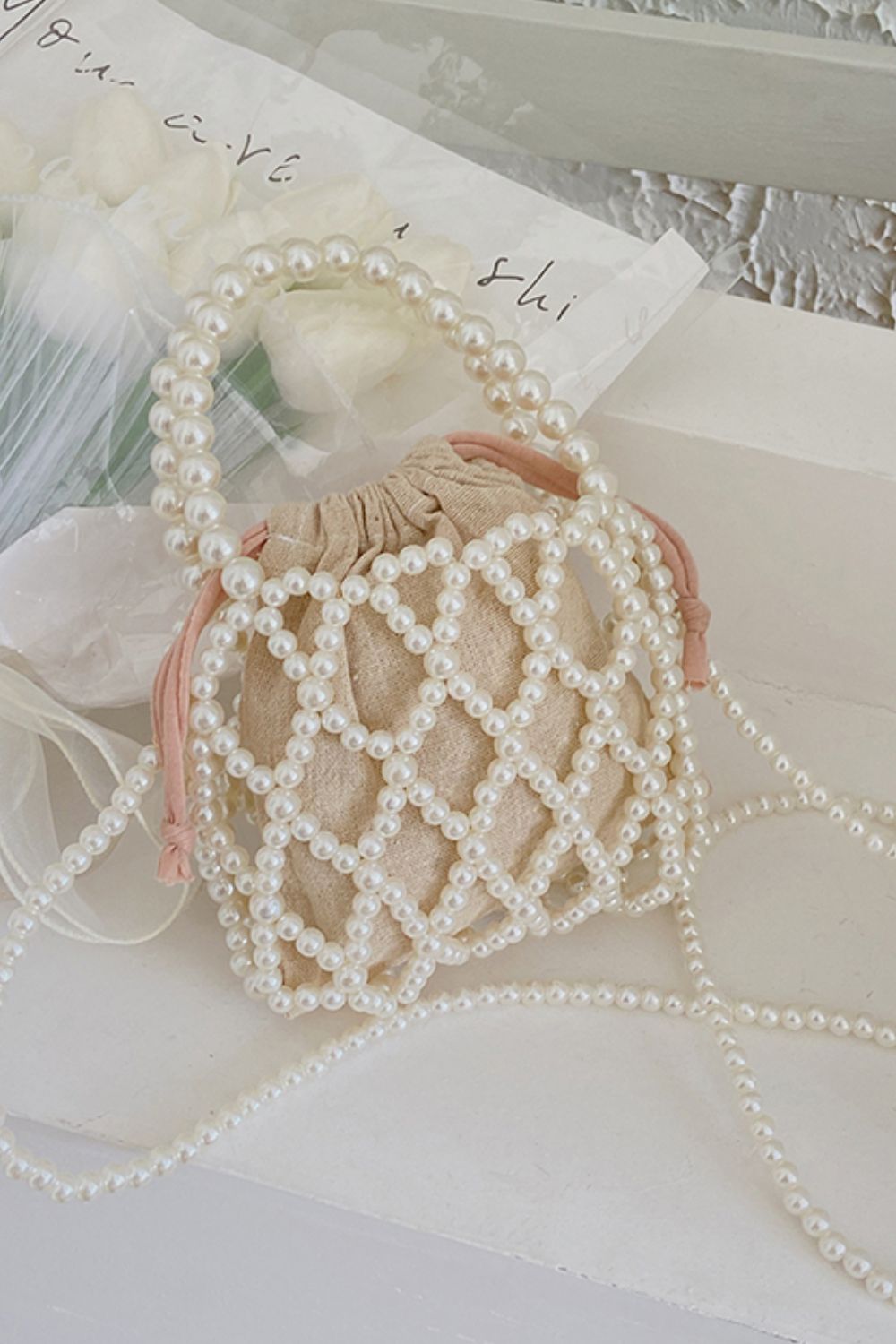 Pearl Polyester Crossbody Bag