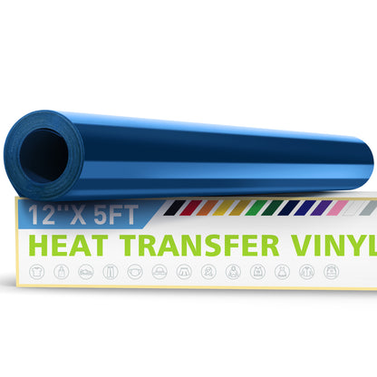 12" X 5ft HTV Vinyl Rolls, Heat Transfer Vinyl For Fabric, HTV Vinyl For Shirts, Iron On Vinyl For All Cutter Machine - Easy To Cut For Heat Vinyl Design, Permanent Vinyl