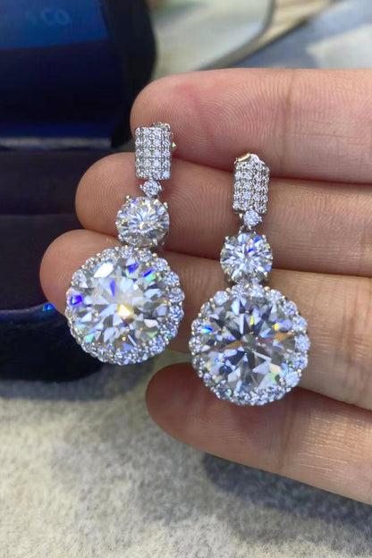 Boucles d'oreilles pendantes plaquées platine moissanite 12 carats