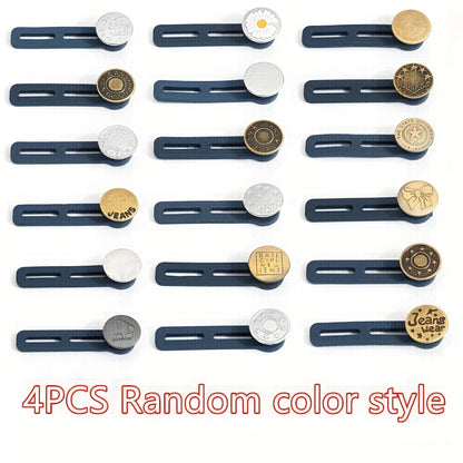 4pcs Random Color Magic Metal Button Extender For Pants Jeans Free Sewing Adjustable Retractable Waist Extenders Button Extended Length Is 0.71in