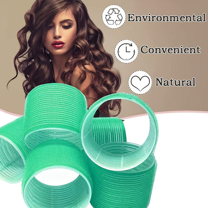 6 pcs Heatless Hair Curlers Set - Self-Grip Hair Rollers for Long, Medium, and Short Hair - Salon-Quality DIY Hair Rollers for Stylish Curls and Waves