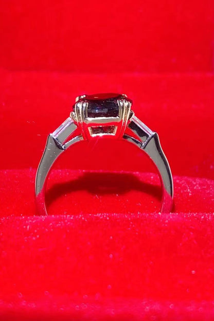 2 Carat Black Moissanite Platinum-Plated Ring