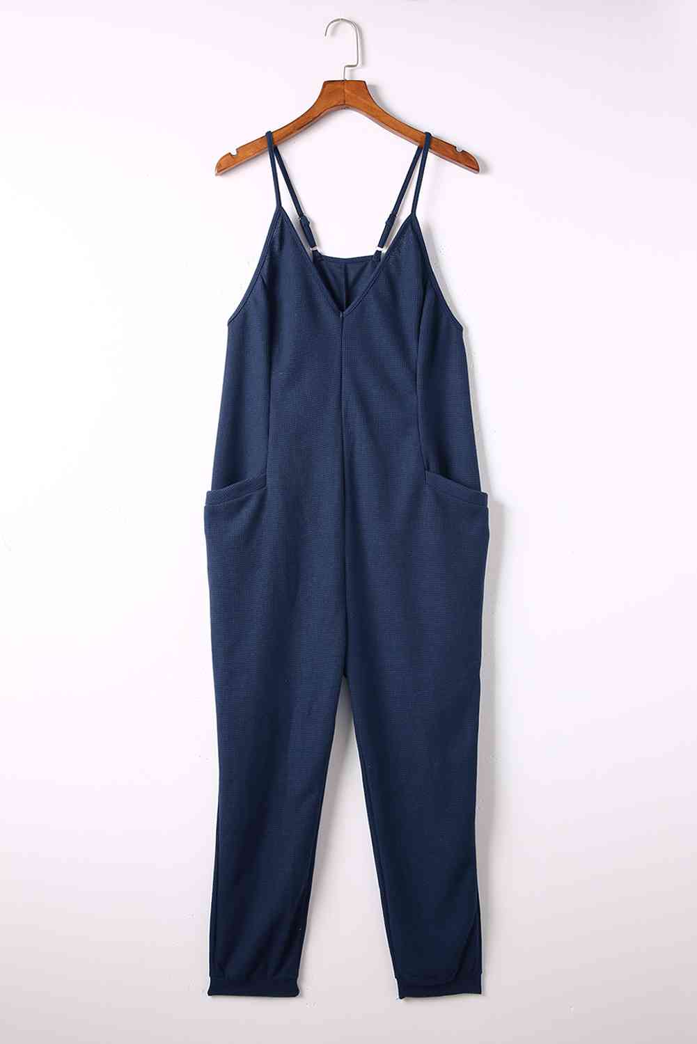 Spaghetti Strap Deep V Jumpsuit with Pockets