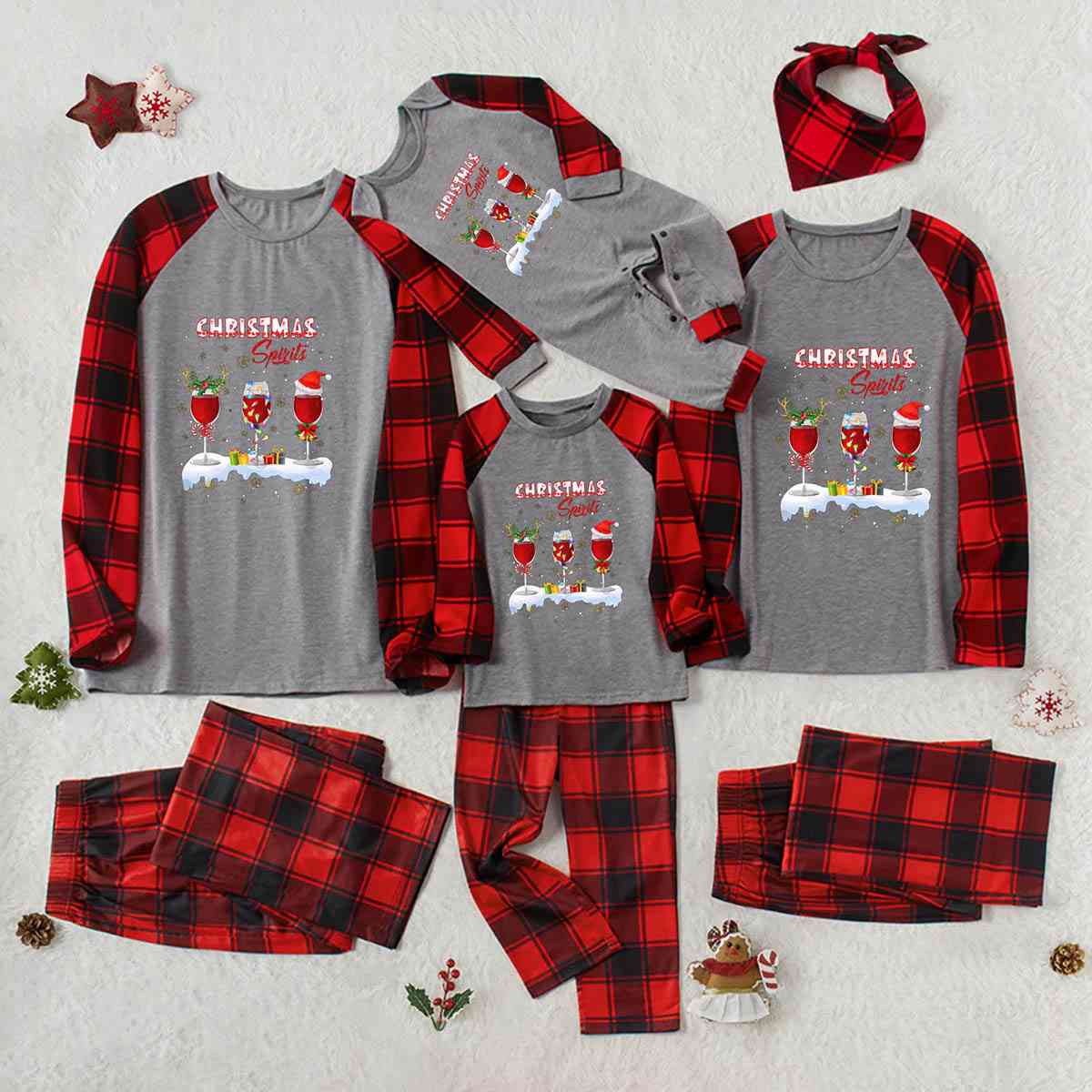 CHRISTMAS SPIRITS Graphic Top and Plaid Pants Set