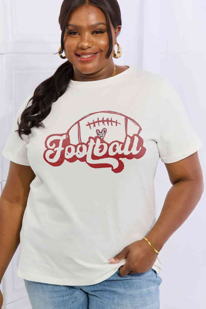 T-shirt en coton graphique Simply Love FOOTBALL pleine taille