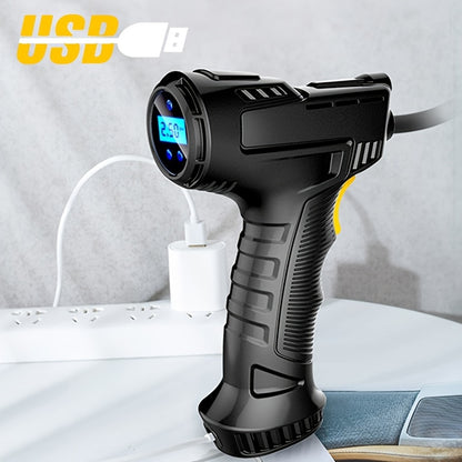 120W Rechargeable Portable Cordless Tire Inflator: Automatic Wireless Car Air Pump Compressor with Digital Display