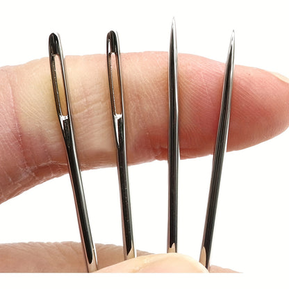 25pcs Large Eye Hand Sewing Needles - Perfect for Cross Stitch, Leather, and Embroidery - Comes with Wood Needle Case for Storage