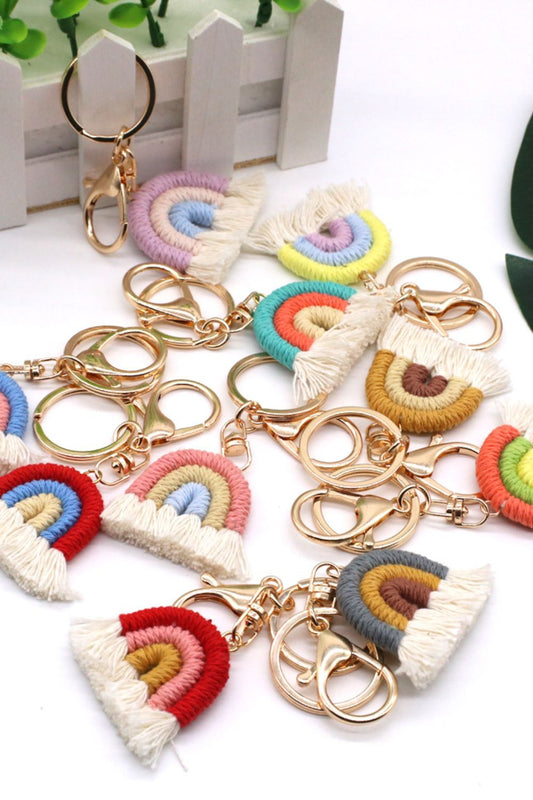 Assorted 4-Pack Rainbow Fringe Keychain