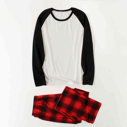 Raglan Sleeve Top and Plaid Pants Set