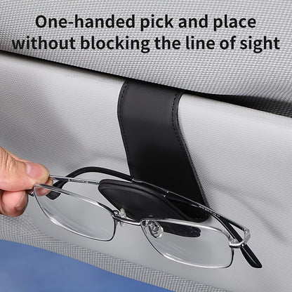 Upgrade Your Car Visor with This Magnetic Leather Sunglasses Holder - Keep Your Glasses & Tickets Secure!