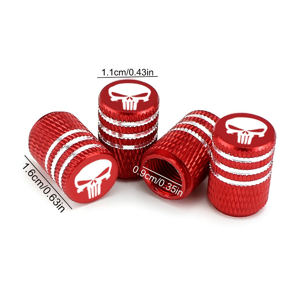 4Pcs/Set Car Tire Valve Stems Cap - Stylish Skull Design - Dustproof Aluminum Caps