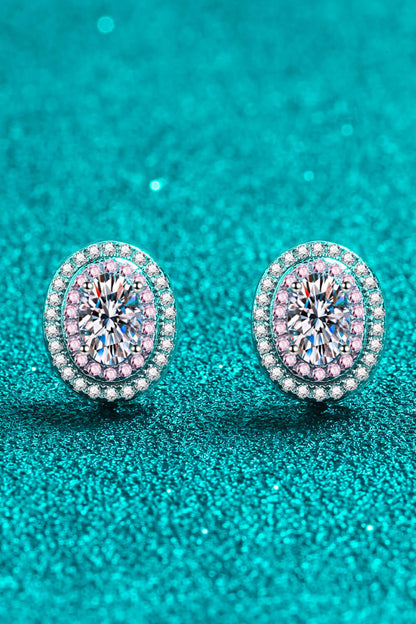 Boucles d'oreilles à tige en moissanite plaquées platine