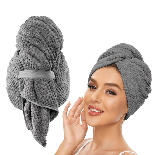 1pc Solid Color Hair Towel, Minimalist Microfiber Women's Strong Absorbent Quick-drying Hair Drying Cap For Home