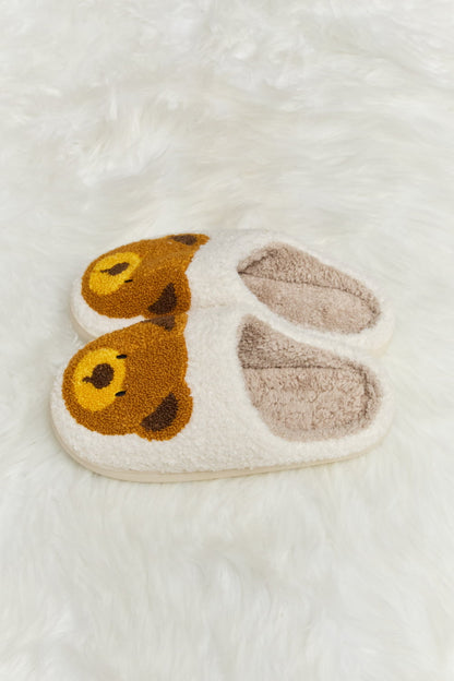 Melody Teddy Bear Print Plush Slide Slippers