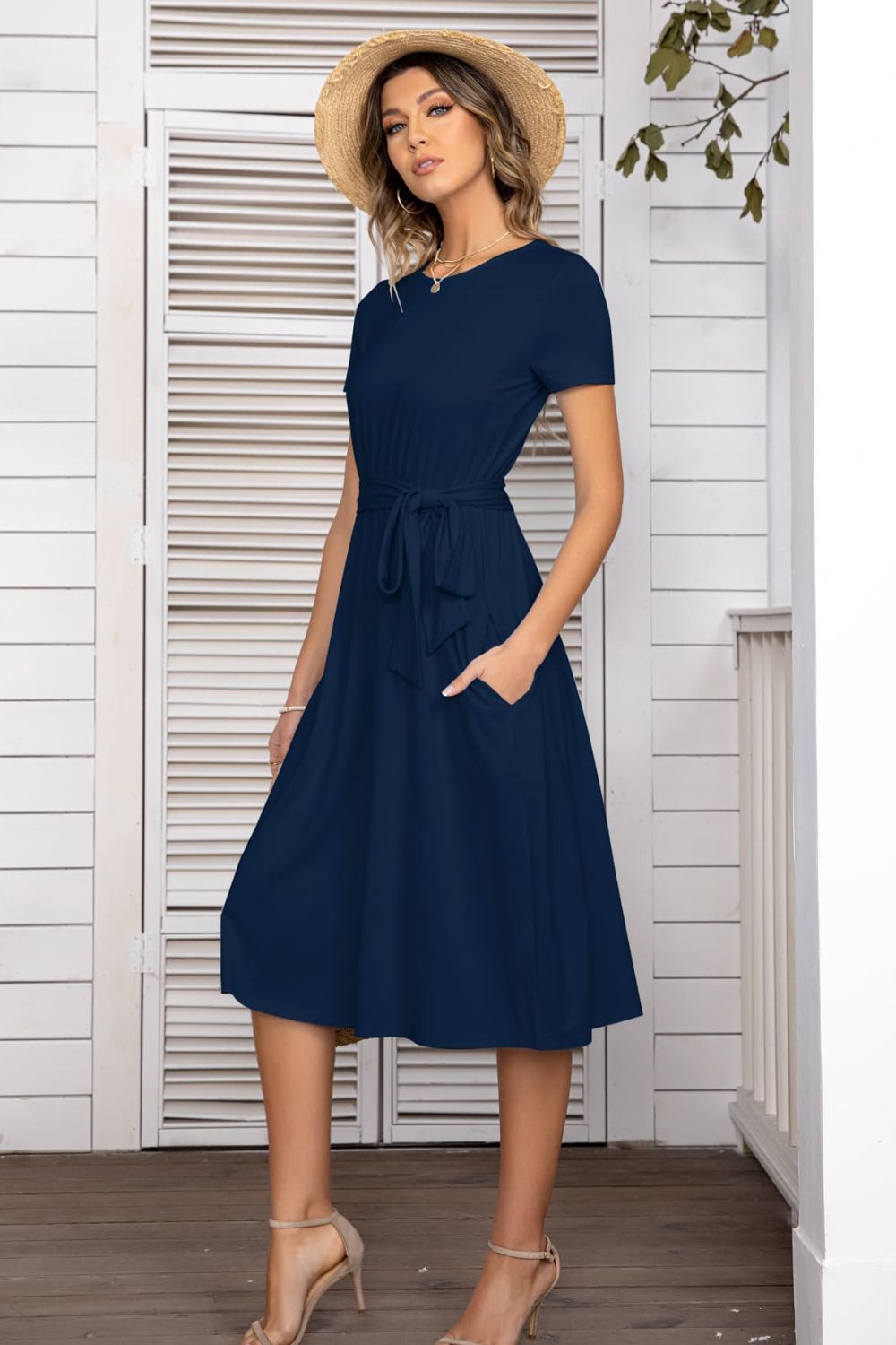 Belted Tee Dress With Pockets