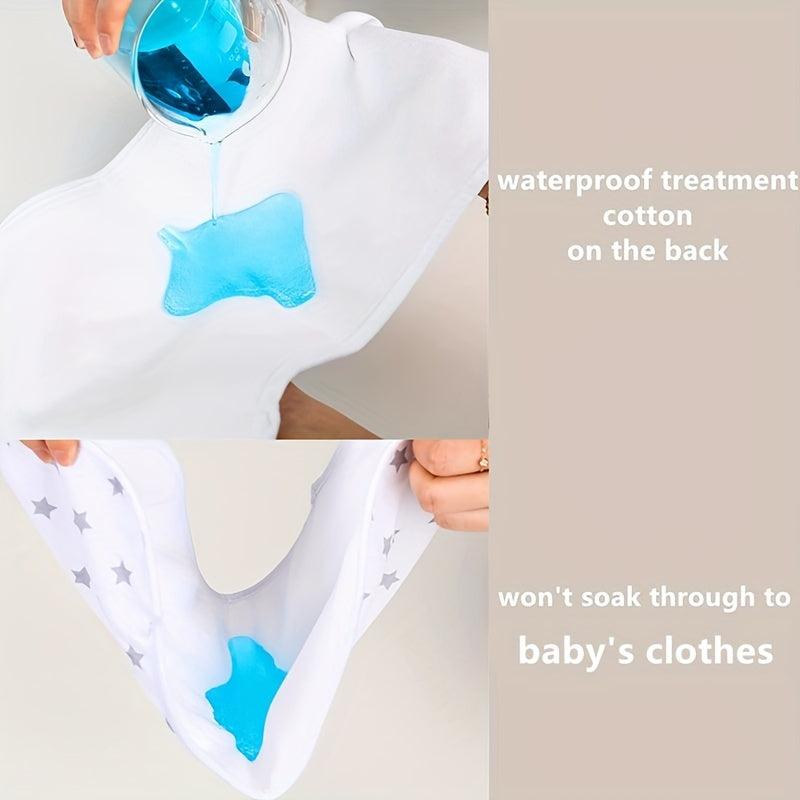 5pcs Waterproof Baby Bibs with Three-Layer Design for Drooling and Teething - Soft and Breathable Cotton Fabric - Bottom Waterproof Cloth for Feeding and Teething - Protects Clothes and Skin from Spills and Stains