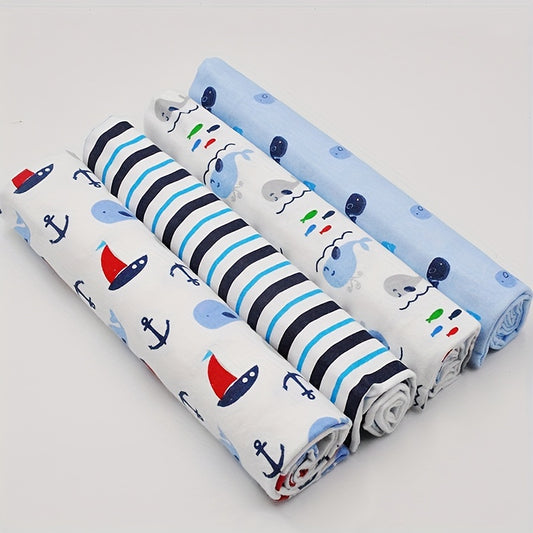 4pcs/pack Cotton Swaddle Blankets Neutral Receiving Blanket Swaddling, Wrap For Boys And Girls, Baby Essentials, Registry & Gift 29.92x29.92inch