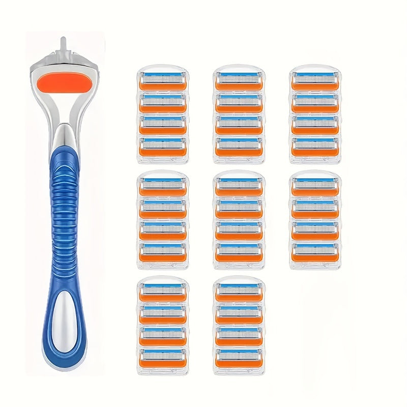 5-Layer Blade Set for Men: Get Smooth, Silky Skin with Our Shaving Razor & Holder for Face, Leg, Arm, Armpit Hair Removal!