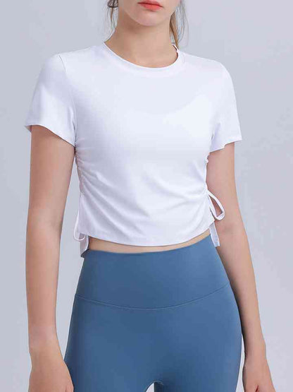 Round Neck Short Sleeve Active Top