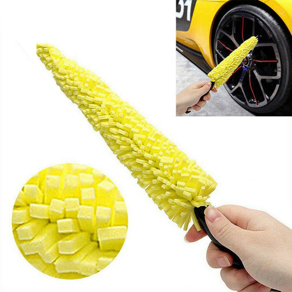 1pc Car Sponge Wheel Cleaning Brush - Multifunctional Car Wash Tool Brush - Steel Bell Brush for Cleaning Wheels