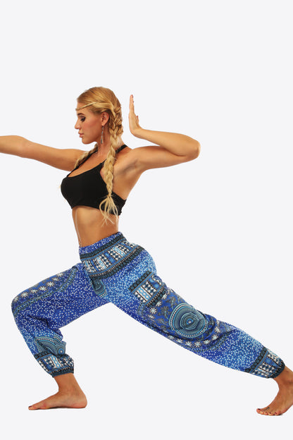 Printed High-Waist Pants