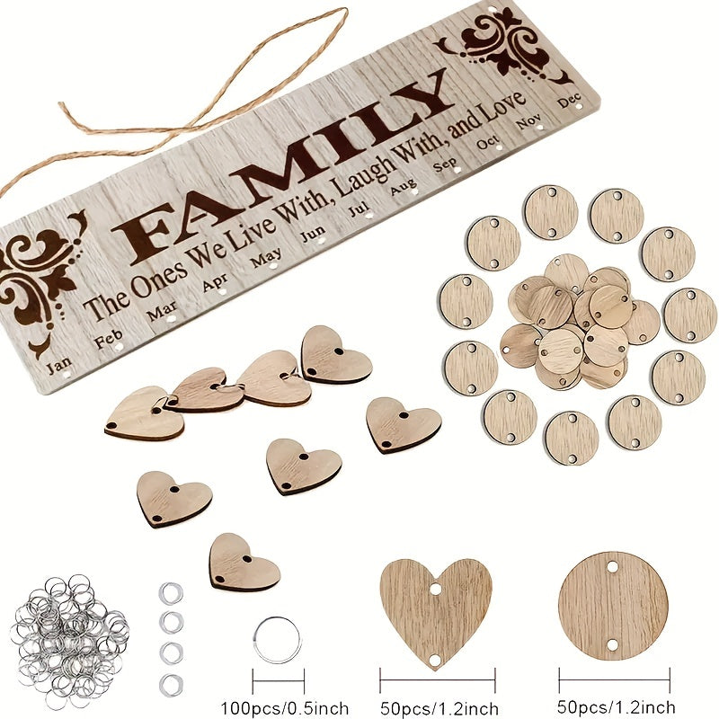 100 Wooden Labels: DIY Wooden Family Birthday Board - Perfect Gift for Mom & Grandma - Wall-Mounted Birthday Reminder Sign for Decoration