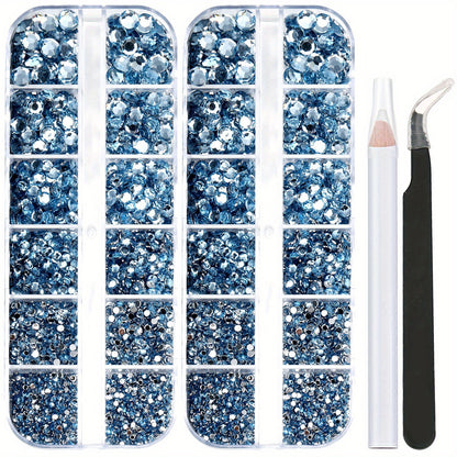 5320 pieces 6 Sizes Flat Back Crystal Rhinestones with Pick Up Tweezer and Picking Pen for Crafts, Nails, Faces, Clothes, Shoes, Bags - DIY Jewelry Making Supplies