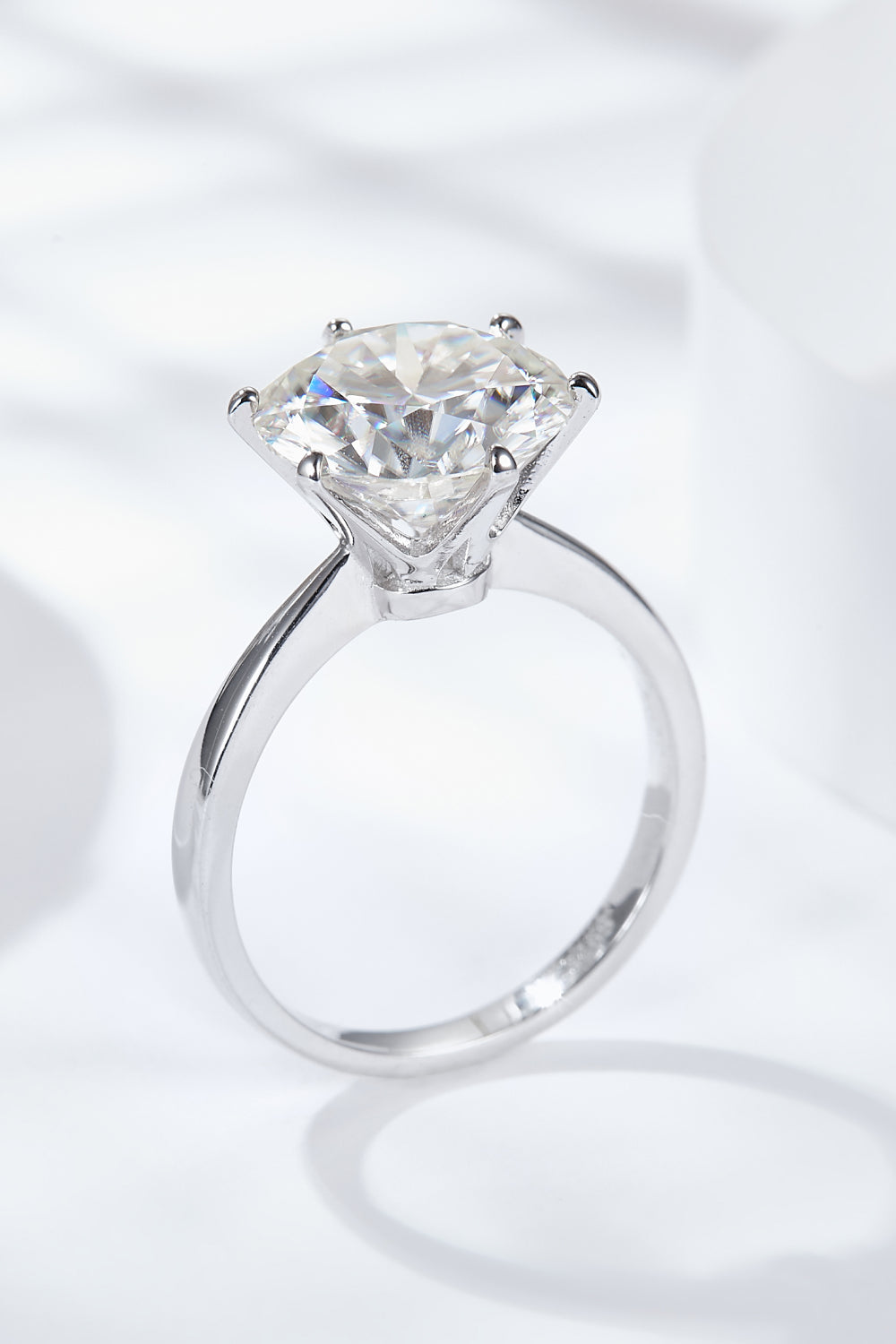 Bague solitaire moissanite 5 carats plaquée platine