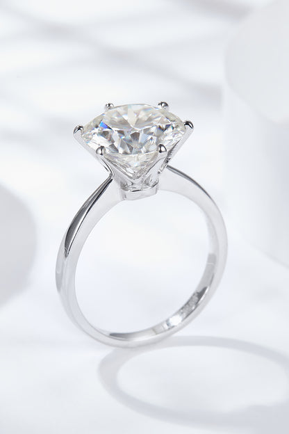 Bague solitaire moissanite 5 carats plaquée platine