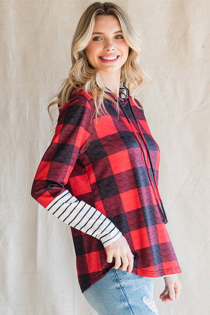 Plaid Striped Long Sleeve Hoodie